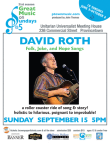 Great Music on Sundays @5 presents DAVID ROTH: Folk, Joke, and Hope Songs