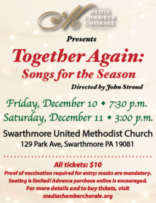 Together Again: Media Chamber Chorale’s Holiday Concert, Dec 10